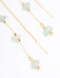 Gold Plated Stone Station Drop Earrings