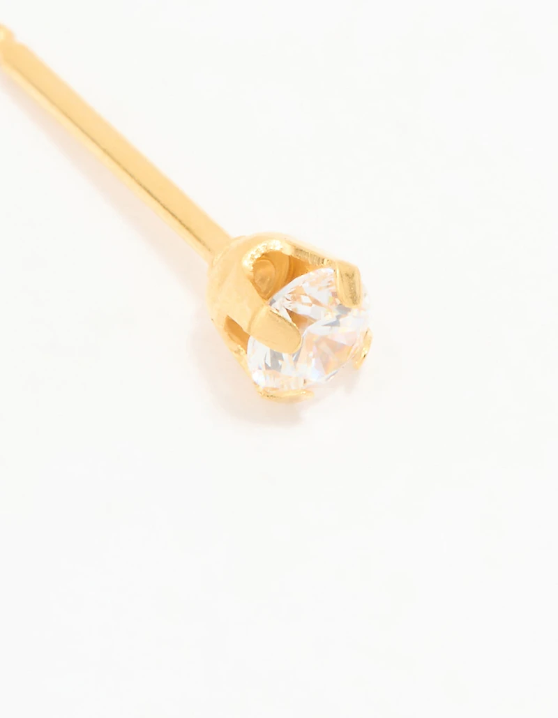 Piercing Piercing Cirgique en acier inoxydable inoxydable doré plaqué or de 3 mm, plaqué 24 KT