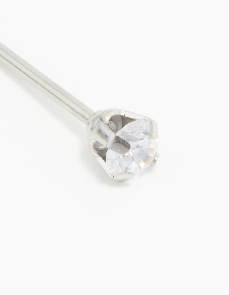 Stud cirquable cirquable en acier inoxydable de 3 mm en zircone cubique