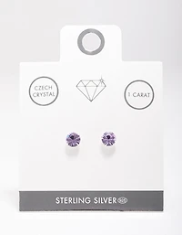 Sterling Silver Lilac Czech Crystal Stud Earrings