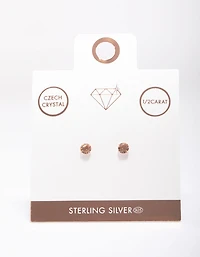 Rose Gold Plated Sterling Silver Czech Crystal Stud Earrings