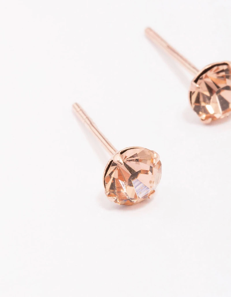 Rose Gold Plated Sterling Silver Czech Crystal Stud Earrings