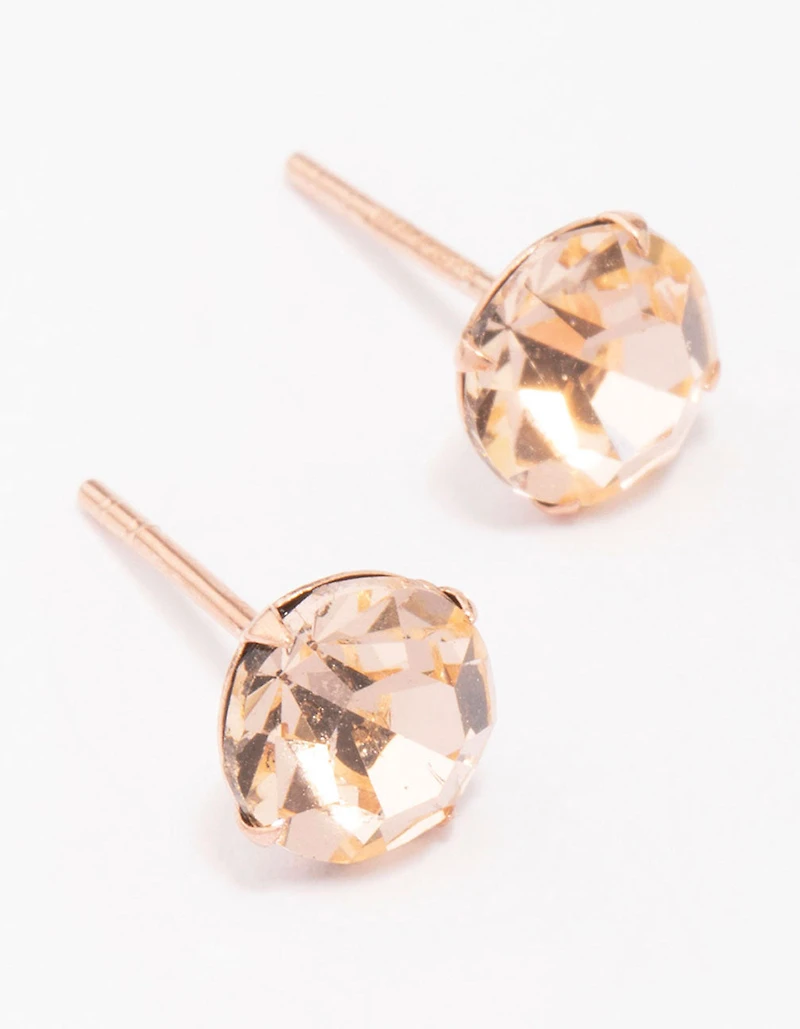 Boucles d’oreilles en cristal tchèque plaqué or rose et en argent sterling