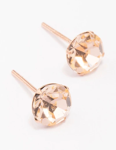 Boucles d’oreilles en cristal tchèque plaqué or rose et en argent sterling