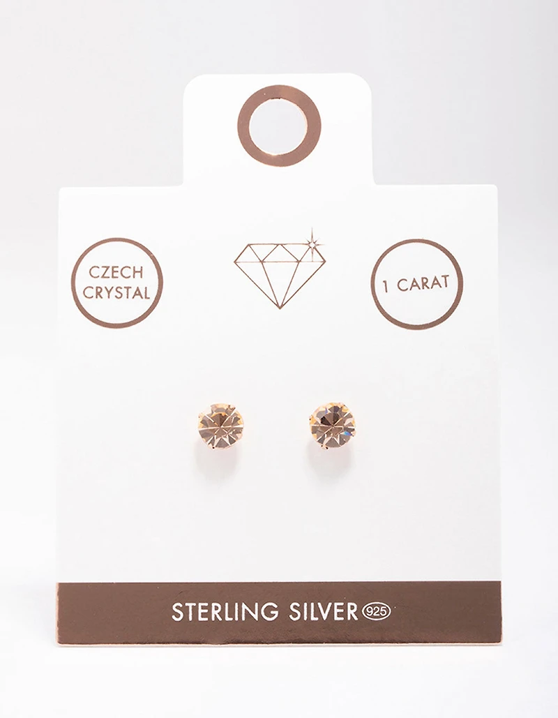 Boucles d’oreilles en cristal tchèque plaqué or rose et en argent sterling