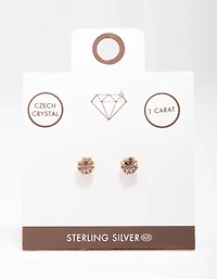 Boucles d’oreilles en cristal tchèque plaqué or rose et en argent sterling