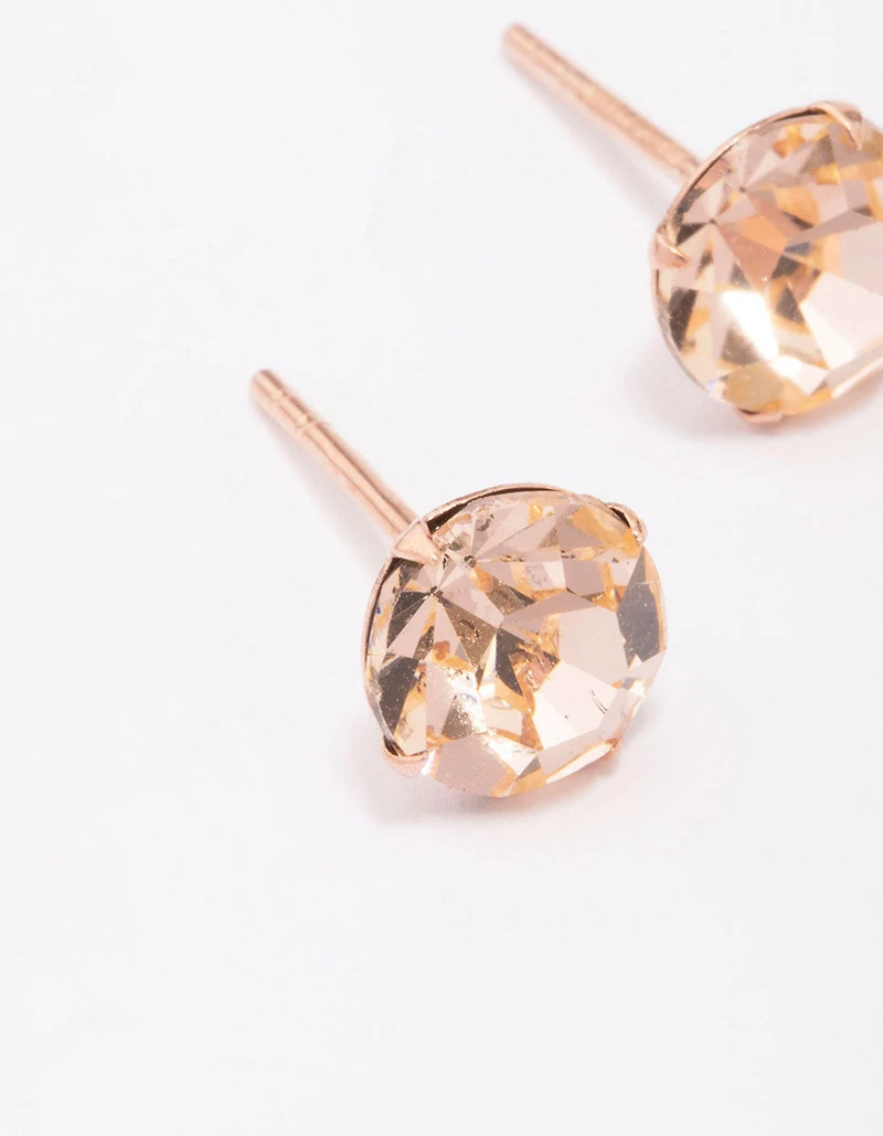 Boucles d’oreilles en cristal tchèque plaqué or rose et en argent sterling