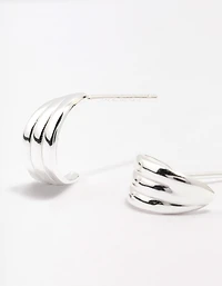 Sterling Silver Textured Hoop Earrings