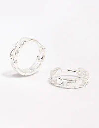 Sterling Silver Textured Huggie Hoop Earrings