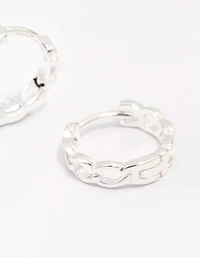 Sterling Silver Textured Huggie Hoop Earrings