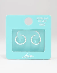 Sterling Silver Textured Huggie Hoop Earrings