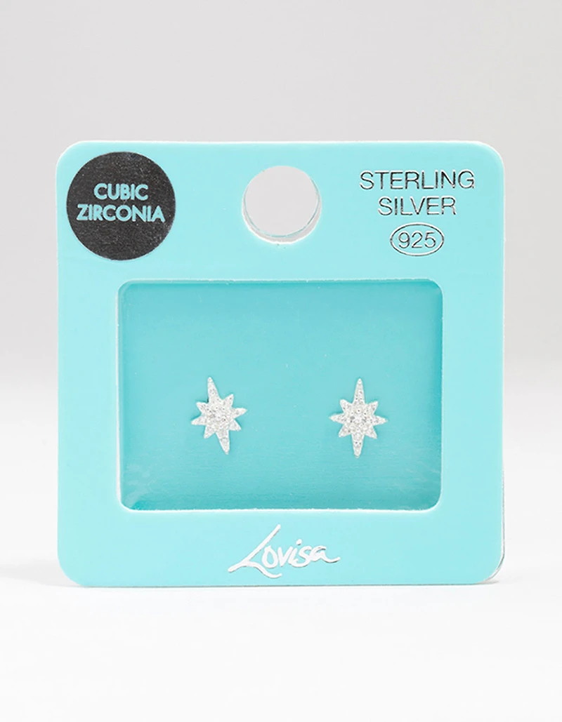 Sterling Silver Cubic Zirconia Mini Star Stud Earrings