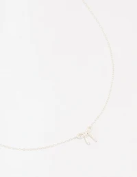 Sterling Silver Cubic Zirconia Bow Pendant Necklace
