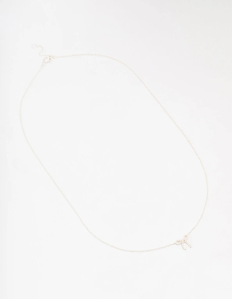 Sterling Silver Cubic Zirconia Bow Pendant Necklace