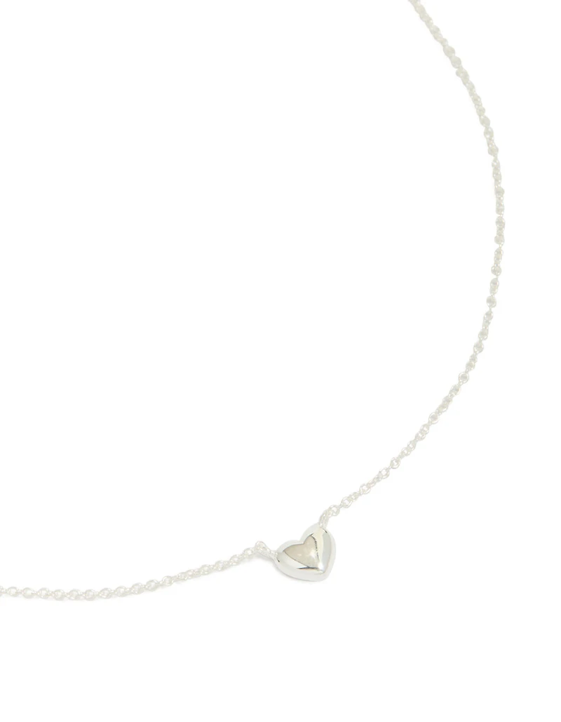Sterling Silver Mini Puffy Heart Pendant Necklace