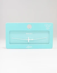 Sterling Silver Horizontal Cross Bracelet