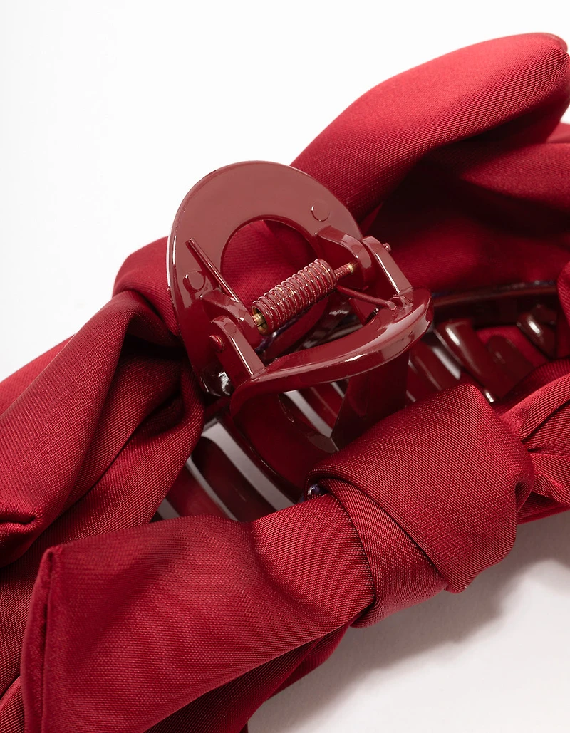 Red Fabric Large Bow Hair Claw Clip