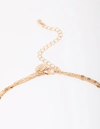 Gold Double Cross Layered Necklace
