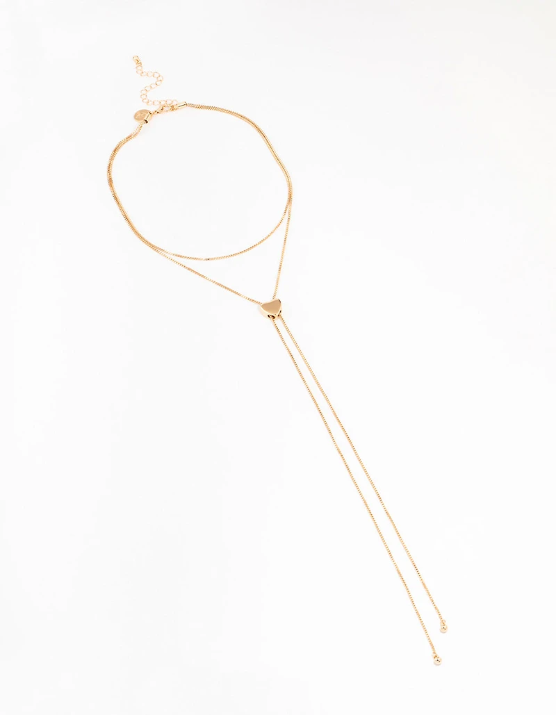 Gold Heart Bolo Y-Necklace
