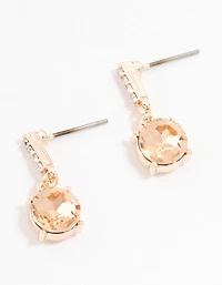Rose Gold Cup Chain Circular Czech Crystal Drop Earrings