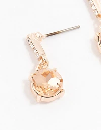Rose Gold Cup Chain Circular Czech Crystal Drop Earrings