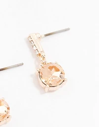 Rose Gold Cup Chain Circular Czech Crystal Drop Earrings