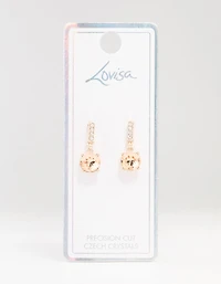 Rose Gold Cup Chain Circular Czech Crystal Drop Earrings
