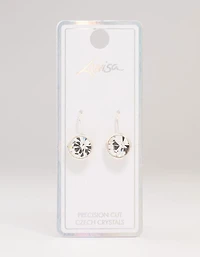 Silver Large Encased Bohemia Czech Crystal Drop Earrings
