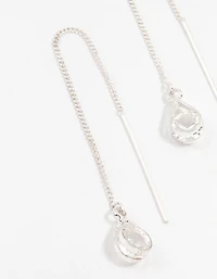 Silver Pear Bohemia Czech Crystal Thread Through Earrings