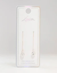 Silver Pear Bohemia Czech Crystal Thread Through Earrings