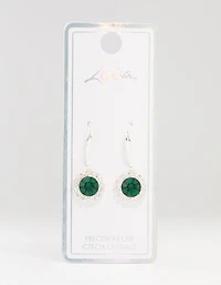 Silver Flower Czech Crystal Drop Earrings
