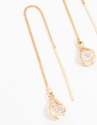 Gold Czech Crystal Pear Thread Through Earrings