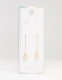 Gold Czech Crystal Pear Thread Through Earrings