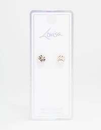 Rose Gold Circular Bohemia Czech Crystal Stud Earrings 7 MM