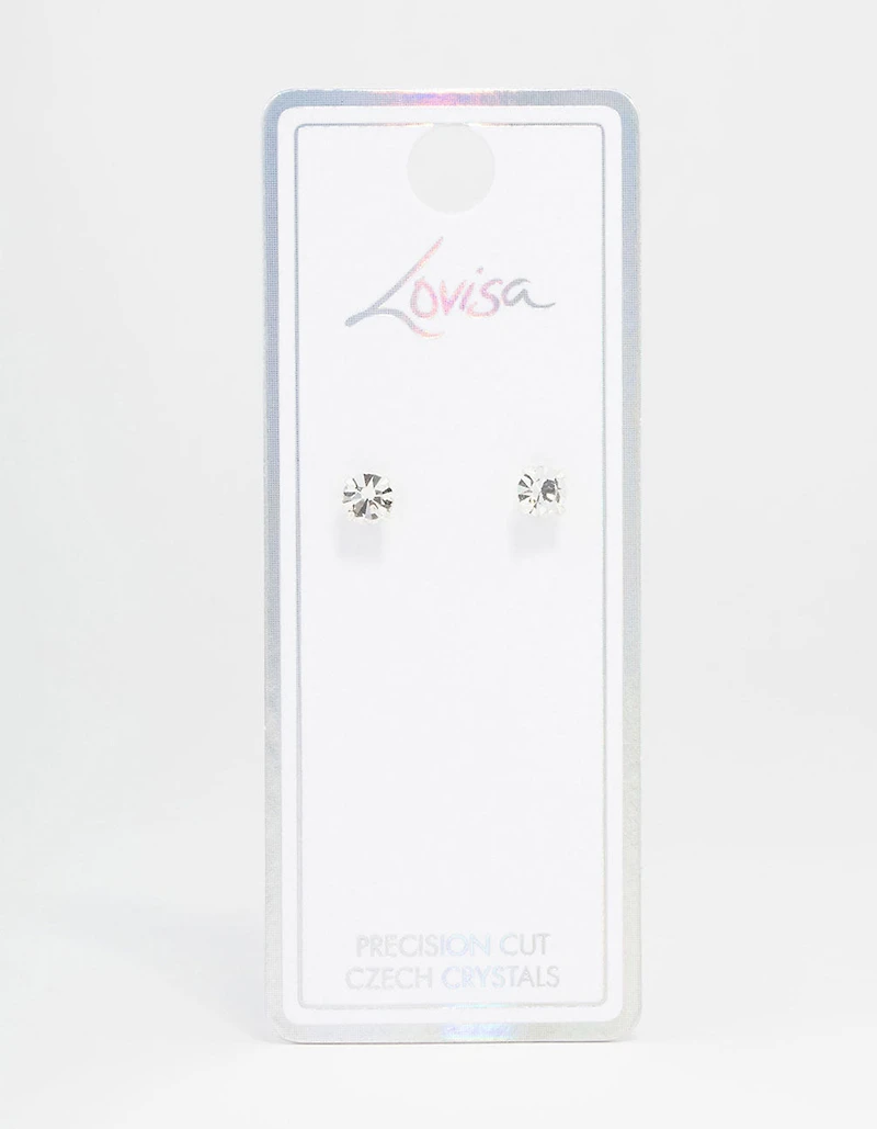Silver Circular Bohemia Czech Crystals Stud Earrings 5 MM