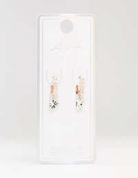 Rose Gold Czech Crystal Drop Huggie Earrings