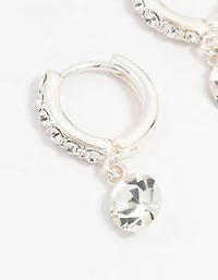 Silver Czech Crystal Drop Huggie Earrings