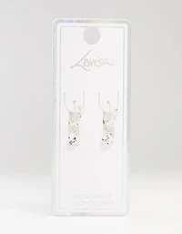 Silver Czech Crystal Drop Huggie Earrings