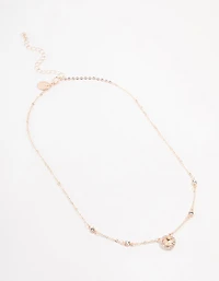 Rose Gold Halo Czech Crystal Necklace