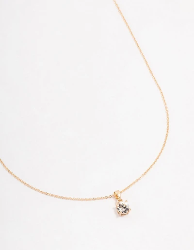 Gold Solitaire Czech Crystal Necklace
