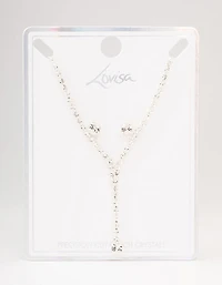 Silver Bohemia Czech Crystal Cupchain Y-Necklace & Stud Earrings Set