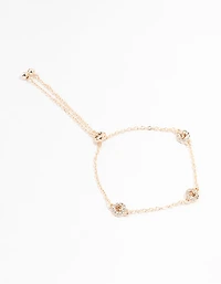 Rose Gold Station Czech Crystals Halo Toggle Bracelet