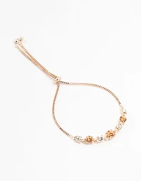 Rose Gold Mixed Czech Crystals Toggle Bracelet