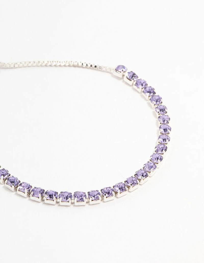 Silver Cup Chain Czech Crystal Toggle Bracelet