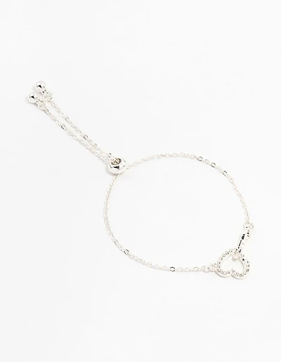 Silver Czech Crystals Heart Infinity Toggle Bracelet
