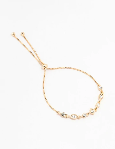 Gold Bezel Czech Crystal Toggle Bracelet