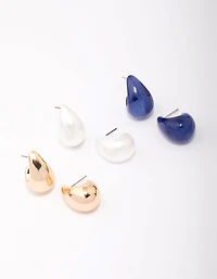 Acrylic Teardrop Huggie Hoop Earring 3-Pack