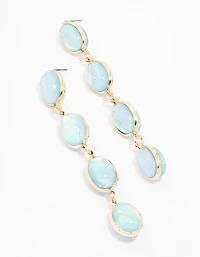 Gold Graduating Blue Stone Drop Earrings