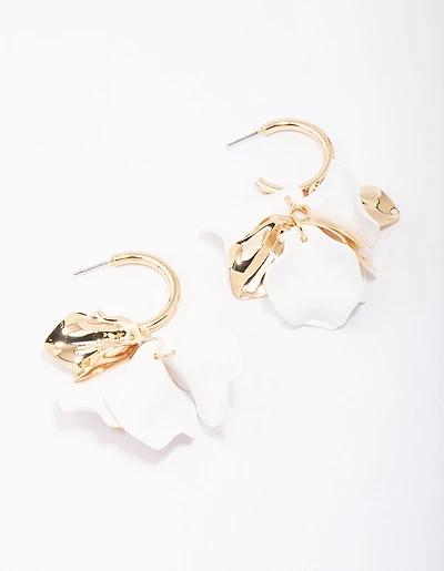 Boucles d’oreilles en pétales mixtes en or