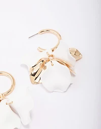 Gold Mixed Petal Drop Earrings